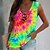 cheap Tank Tops-Women&#039;s Lace Shirt Tank Top Graphic Abstract Light Green Pink Red Print Lace up Sleeveless Casual Basic V Neck Regular Fit