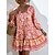 cheap Casual Dresses-Women&#039;s Casual Dress Floral Floral Dress Boho Dress V Neck Print Mini Dress Outdoor Daily Tropical Fashion Regular Fit 3/4 Length Sleeve Pink Summer Spring S M L XL XXL