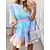 cheap Casual Dresses-Women&#039;s Print Dress Spring Dress Ombre Lace up Ruffle Crew Neck Midi Dress Fashion Streetwear Outdoor Street Half Sleeve Loose Fit Light Blue Summer Spring S M L XL