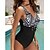 preiswerte Einteiler-Damen Badeanzug Ein Stück Normal Bademode Geometrisch Print Schwarz Bodysuit Badeanzüge Strandbekleidung Sommer Sport