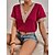 baratos Tops &amp; Blouses-Mulheres Camisa Social Blusa Preto Branco Rosa Guarnição do laço Tecido Casual Manga Curta Decote V Básico Padrão S