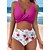 cheap Tankini-Women&#039;s Swimwear Bikini Normal Swimsuit Striped Floral 2 Piece Printing White Pink Green Rose Red Bathing Suits Beach Wear Summer Sports