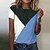 preiswerte T-shirts-Damen T Shirt Rosa Blau Grün Bedruckt Farbblock Täglich Wochenende Kurzarm Rundhalsausschnitt Basic Baumwolle Standard Farbe S