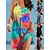 cheap Casual Dresses-Women&#039;s Mini Beach Dress Color Block