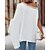 cheap Tops &amp; Blouses-Basic White Lace Trim One Shoulder Women&#039;s Blouse