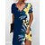 cheap Casual Dresses-Floral Print V Neck Mini Summer Dress for Women