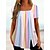 cheap T-Shirts-Rainbow Color Block Women&#039;s Casual Tee