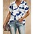 preiswerte Tops &amp; Blouses-Damen T Shirt Blumen Schwarz Weiß Marineblau Taste Bedruckt Kurzarm Festtage Wochenende Basic Hemdkragen Regular Fit
