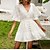 preiswerte Casual Kleider-Damen Lässiges Kleid Glatt Weißes Kleid Sommerkleid V Ausschnitt Spitze Rüsche Minikleid Strasse Täglich Modisch Elegant Regular Fit Kurzarm Weiß Sommer Frühling S M L XL