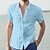 abordables Short Sleeves-Hombre Camisa camisa de lino Camisa de verano Camisa de playa Bleu Ciel Armada# Blanco Color sólido Manga Larga Verano Primavera Cuello Trabajo Calle Ropa