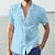 preiswerte Short Sleeves-Herren Hemd leinenhemd Sommerhemd Strandhemd Hellblau Marine# Weiß Feste Farbe Langarm Sommer Frühling Kragen Arbeit Strasse Bekleidung