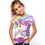 baratos camisetas 3d para meninas-Infantil Para Meninas Camisa Gráfico Ao ar livre Impressão 3D Manga Curta Crewneck Ativo 7-13 anos Verão Azul Roxo