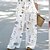 economico Two Piece Sets-Per donna Camicia Completi di pantaloni Bianco Floreale Pizzo Tagliato Stampa Manica corta Informale Giornaliero Streetwear A V Standard Autunno inverno