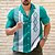 baratos Men&#039;s Printed Shirts-Homens Camisa Social colar cubano Listrado Estampas Abstratas Geometria Preto Verde Claro Vinho Azul Verde Ao ar livre Casual Imprimir Manga Curta Roupa Esportes Moda Roupa de rua Designer