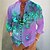 economico Long Sleeves-camicia da uomo farfalla colletto grafico blu-verde blu viola verde grigio strada all&#039;aperto manica lunga stampa abbigliamento stilista casual comodo