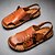 abordables Chaussures pour hommes-Homme Sandales Sandales plates Sandales en cuir Grandes Tailles Chaussures faites à la main Décontractées Plage Extérieur Plage Microfibre Respirable Mocassins Marron Rouge Jaune marron Noir Eté