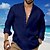 baratos Long Sleeves-Homens Camisa Social Camisa casual camisa de verão Preto Branco Rosa Azul Marinha Azul Tecido Manga Longa Henley Diário Férias Pregas Roupa Moda Designer Casual Confortável
