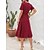 abordables Robes Midi-Femme Tenue décontractée Plein Robe Portefeuille Robe Trapèze Col V Lacet Ruché Robe mi-longue Extérieur du quotidien Actif Mode Standard Manche Courte Noir Rouge Bordeaux Bleu Eté Printemps S M L XL