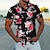abordables Men&#039;s Printed Shirts-camisa blanca con rosas gráfico para hombre estampados florales cobertura negro azul marino dorado al aire libre calle manga corta ropa moda ropa de calle casual algodón