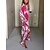 cheap Maxi Dresses-Fuchsia V Neck Long Sleeve Maxi Dress for Women