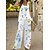 cheap Two Piece Sets-Women&#039;s Pants Sets Bolero Top Chinos Pants Trousers Boho White Floral Printing Casual Daily Patchwork Print Crew Neck S M L XL 2XL