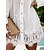 preiswerte Casual Kleider-Damen Lässiges Kleid Glatt Weißes Kleid Sommerkleid V Ausschnitt Spitze Taste Minikleid Outdoor Täglich Modisch Modern Lockere Passform Langarm Weiß Sommer Frühling S M L XL XXL