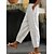 economico Pants-Per donna Pantaloni di lino Pantaloni Simillino Tasche laterali Alla caviglia Bianco
