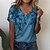 abordables T-shirts-Mujer Camiseta Floral Botón Cortado Estampado Festivos Fin de semana Básico Manga Corta Escote en Pico Blanco
