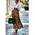abordables Skirts-Mujer Columpio Falda larga Poliéster Maxi Marrón Faldas Estampado Vacaciones Playa Longitud Larga S M L