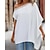 cheap Tops &amp; Blouses-Basic White Lace Trim One Shoulder Women&#039;s Blouse