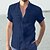 preiswerte Short Sleeves-Herren Hemd leinenhemd Sommerhemd Strandhemd Hellblau Marine# Weiß Feste Farbe Langarm Sommer Frühling Kragen Arbeit Strasse Bekleidung