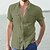 cheap Short Sleeves-Men&#039;s Shirt Linen Shirt Summer Shirt Beach Shirt Light Blue Navy# White Solid Color Long Sleeve Summer Spring Collar Work Street Clothing Apparel