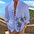 billige Long Sleeves-herreskjorte sommer hawaiiansk skjorte kokosnøtt tre grafisk stativ krage hvit blå grønn khaki grå utendørs gate med lange ermer print klær klær motedesigner uformell komfortabel