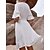 abordables Vestidos casuales-Mujer Vestimenta casual Floral Vestido blanco Vestido de una línea Escote en Pico Estampado Mini vestido Exterior Calle Moda Ropa de calle Holgado Manga Corta Blanco Gris Verano Primavera S M L XL XXL
