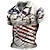 cheap 3D Polos-Men's Casual Polo with Flag Print