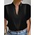 abordables Tops &amp; Blouses-Mujer Camisa Blusa Plano Trabajo Botón Blanco Manga Corta Elegante Moda Negocios Cuello Mao