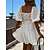 cheap Casual Dresses-Women&#039;s Casual Dress Plain Lace Dress Plain Dress V Neck Lace up Lace Mini Dress Outdoor Street Fashion Streetwear Loose Fit Short Sleeve White Summer Spring S M L XL XXL