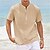 billige Short Sleeves-Herre Skjorte linskjorte Sommerskjorte Strandskjorte Svart Hvit Rosa عادي Kortermet Sommer Henley Avslappet Daglig Klær Lomme