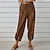 cheap Pants-Women&#039;s Linen Pants Pants Trousers Baggy Ankle-Length Faux Linen Side Pockets Baggy Fashion Casual Daily Red Brown S M