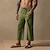cheap Pants-Men&#039;s Summer Shorts Beach Shorts Capri Pants Plain Drawstring Elastic Waist Straight Leg Calf-Length Comfort Breathable Linen / Cotton Blend Casual Daily Holiday Fashion Classic Style Black Green