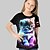 baratos camisetas 3d para meninas-Infantil Para Meninas Camisa Gráfico Ao ar livre Impressão 3D Manga Curta Crewneck Ativo 7-13 anos Verão Prata Preto Branco