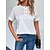 baratos T-shirts-Mulheres Camisa Social Blusa Branco Botão Com Corte Tecido Casual Manga Curta Decote Redondo Básico Padrão S