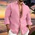 preiswerte Long Sleeves-Herren Hemd leinenhemd Hemd aus Baumwollleinen Knopfhemd Sommerhemd Strandhemd Weiß Rosa Blau Langarm Bogengimpe Kargen Frühling Sommer Casual Täglich Bekleidung