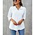 preiswerte Tops &amp; Blouses-Damen Hemd Bluse Schwarz Weiß Marineblau Taste Glatt Casual 3/4 Ärmel Hemdkragen Basic Leinen Standard S