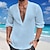 economico Long Sleeves-Per uomo Camicia camicia di lino Camicia estiva Camicia da spiaggia Nero Bianco Blu Liscio Manica lunga Primavera estate A V Informale Giornaliero Abbigliamento