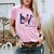 economico T-shirts-Per donna maglietta Alfabetico Bandiera americana Bianco Rosa Rosso Manica corta Stampa Essenziale Fine settimana Giornata dell&#039;indipendenza Rotonda Standard
