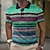 baratos 3D Polos-Homens Camiseta Polo Camisa Polo Waffle pólo de lapela Polos de botões Camisa de golfe Listrado Estampas Abstratas Geometria Aberto para a Lateral Azul Laranja Verde Azul Claro Cinzento Ao ar livre