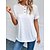 baratos T-shirts-Mulheres Camisa Social Blusa Branco Botão Com Corte Tecido Casual Manga Curta Decote Redondo Básico Padrão S