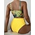 baratos Bikini-Mulheres Roupa de Banho Biquíni Normal roupa de banho Floral 2 Peças Estampado Amarelo Vermelho Azul Fatos de banho Roupa de Praia Verão Esportivo