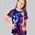billige jentes 3d t-skjorter-Barn Jente T skjorte Grafisk utendørs 3D-utskrift Kortermet Crewneck Aktiv 7-13 år Sommer Sølv Svart Hvit